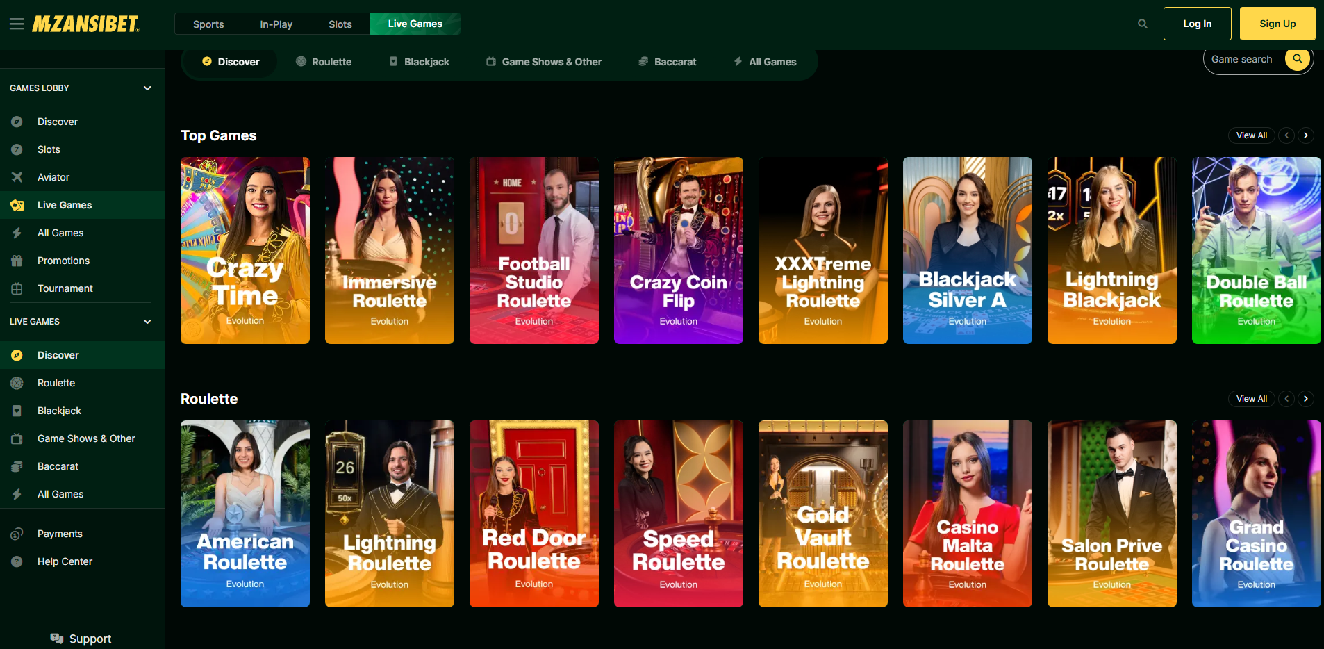 Mzansibet Live Games